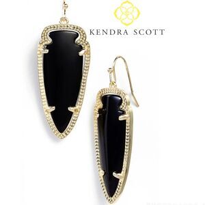 Kendra Scott Black Skylar Gold Arrowhead Drop Earrings